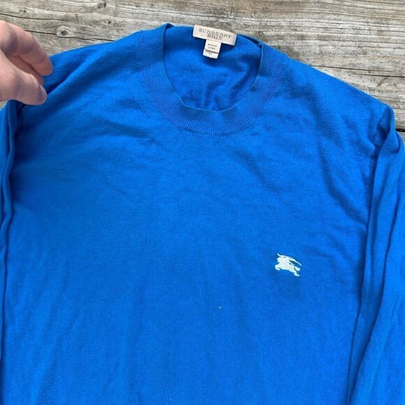 Vintage Burberry Brit Wool Sweater Royal Blue Medium - Picture 5 of 7